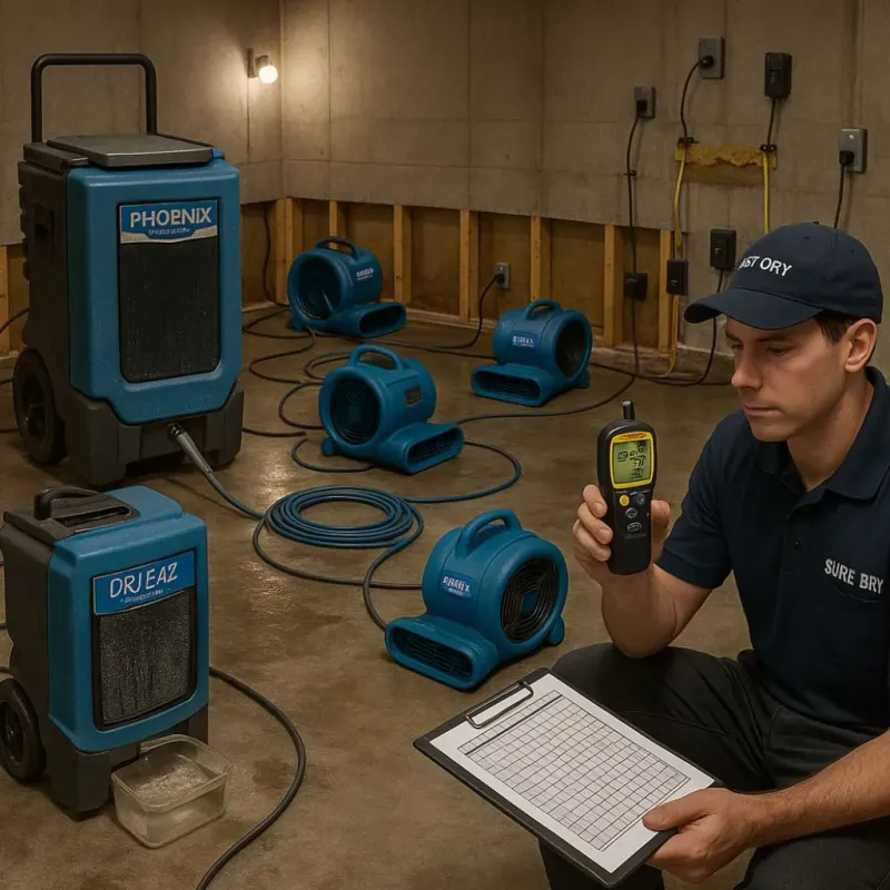 Structural Drying and Dehumidification process in Bodfish, CA
